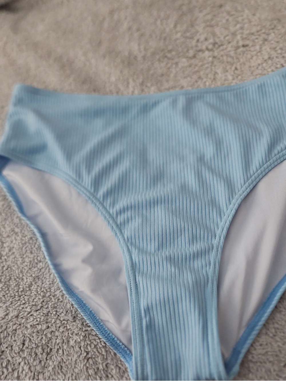 Light Blue Ribbed High-Cut Women’s Swim Bottom size M nwot unbranded